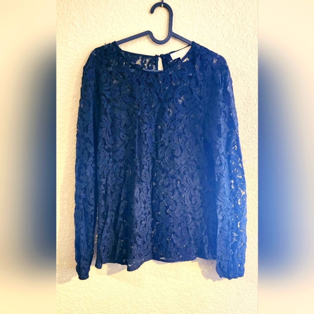 VINTAGE Michael Kors Black Lace long sleeve blouse
